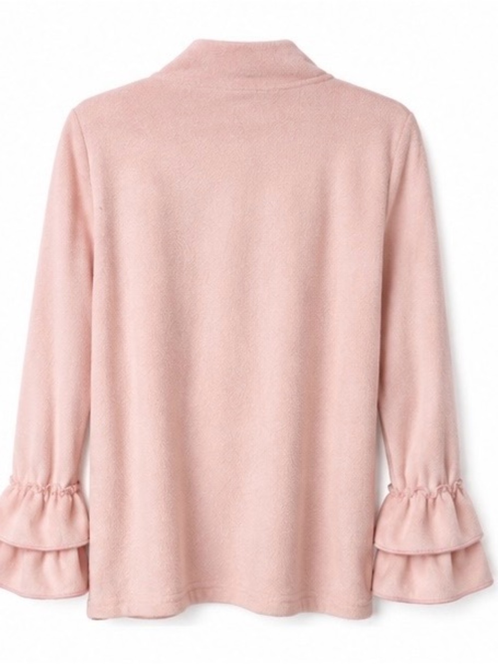 BMG Girls Soft Petal Pink Faux Suede Ruffle Sleeve Jacket Size 8Y - Picture 2 of 5